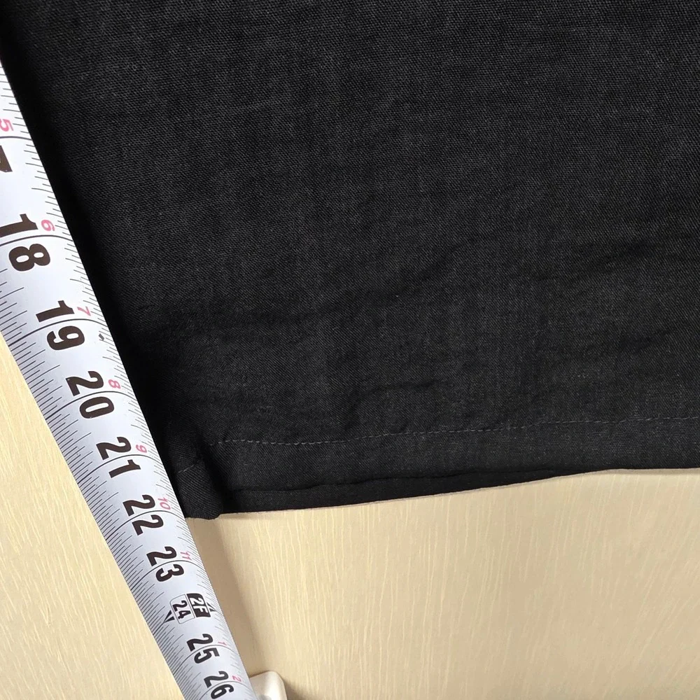 Fridaze Black 100% Linen Straight‎ Leg Elastic Waist Crop Pants Large Hong Kong